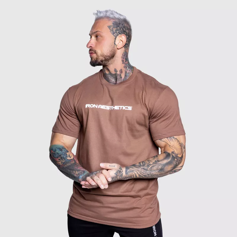 Pánské fitness tričko Iron Aesthetics Infinity, hnědé-2