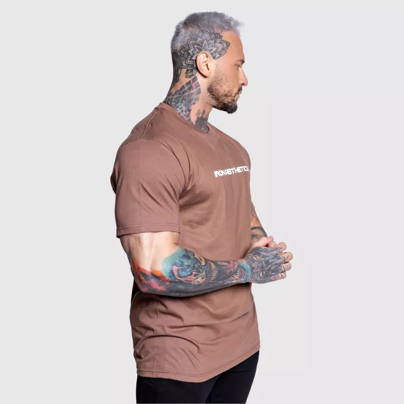Pánské fitness tričko Iron Aesthetics Infinity, hnědé-4