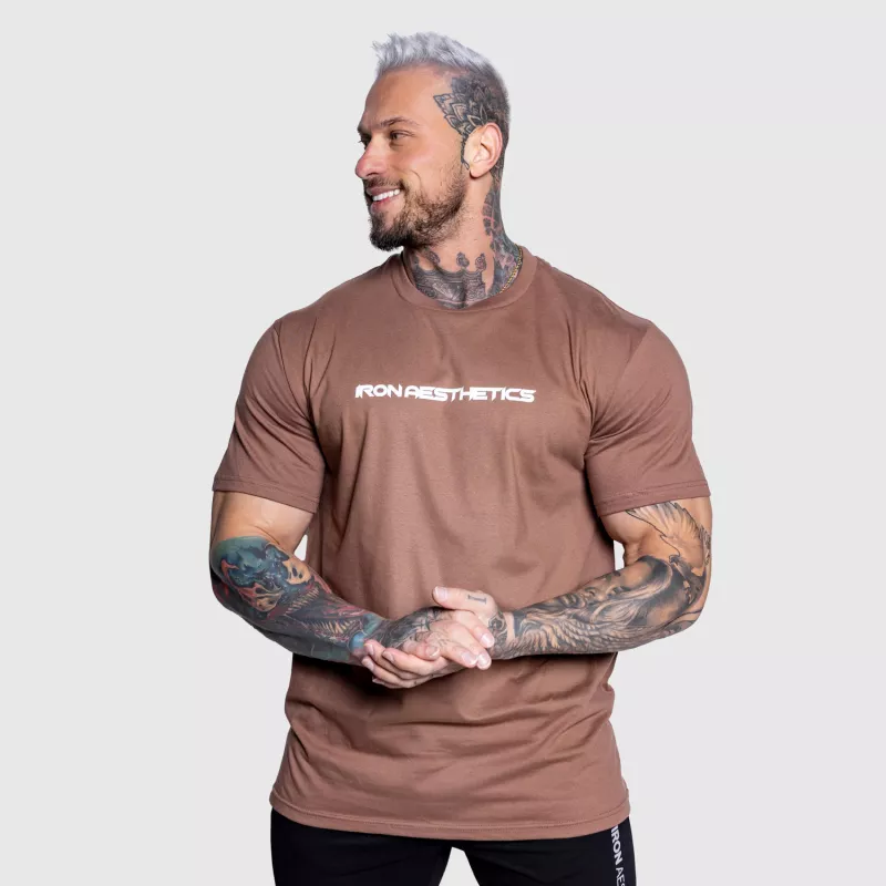 Pánské fitness tričko Iron Aesthetics Infinity, hnědé-5