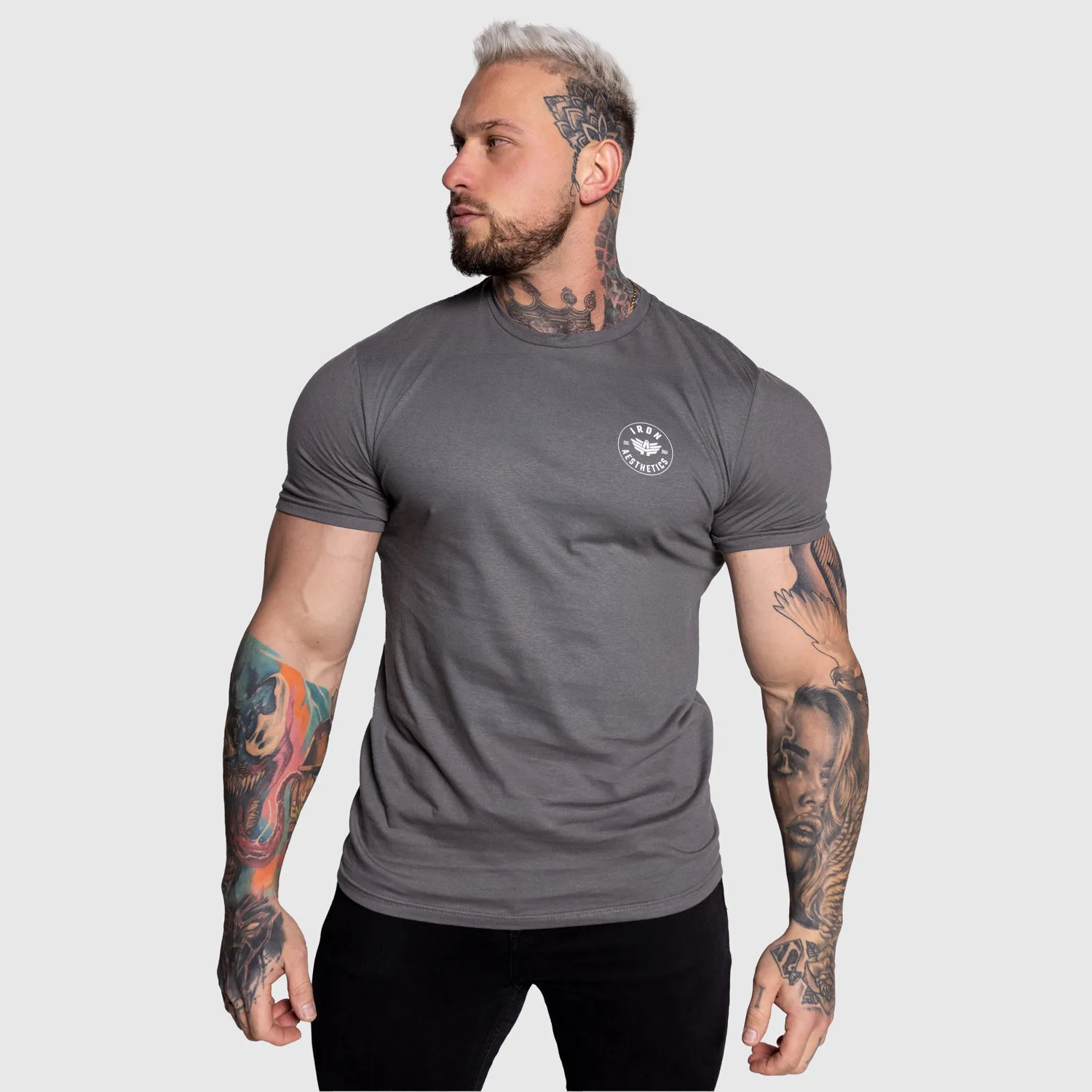 Pánské sportovní tričko Iron Aesthetics Circle, charcoal-1