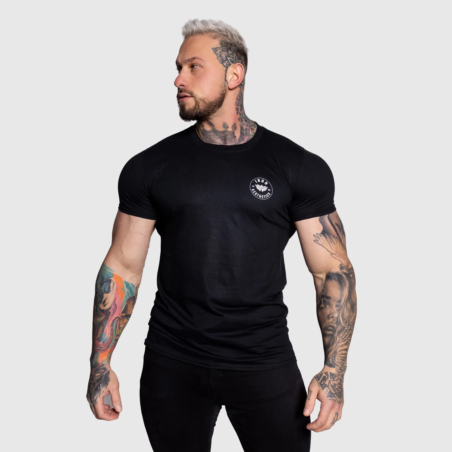 Pánské sportovní tričko Iron Aesthetics Circle, černé-1