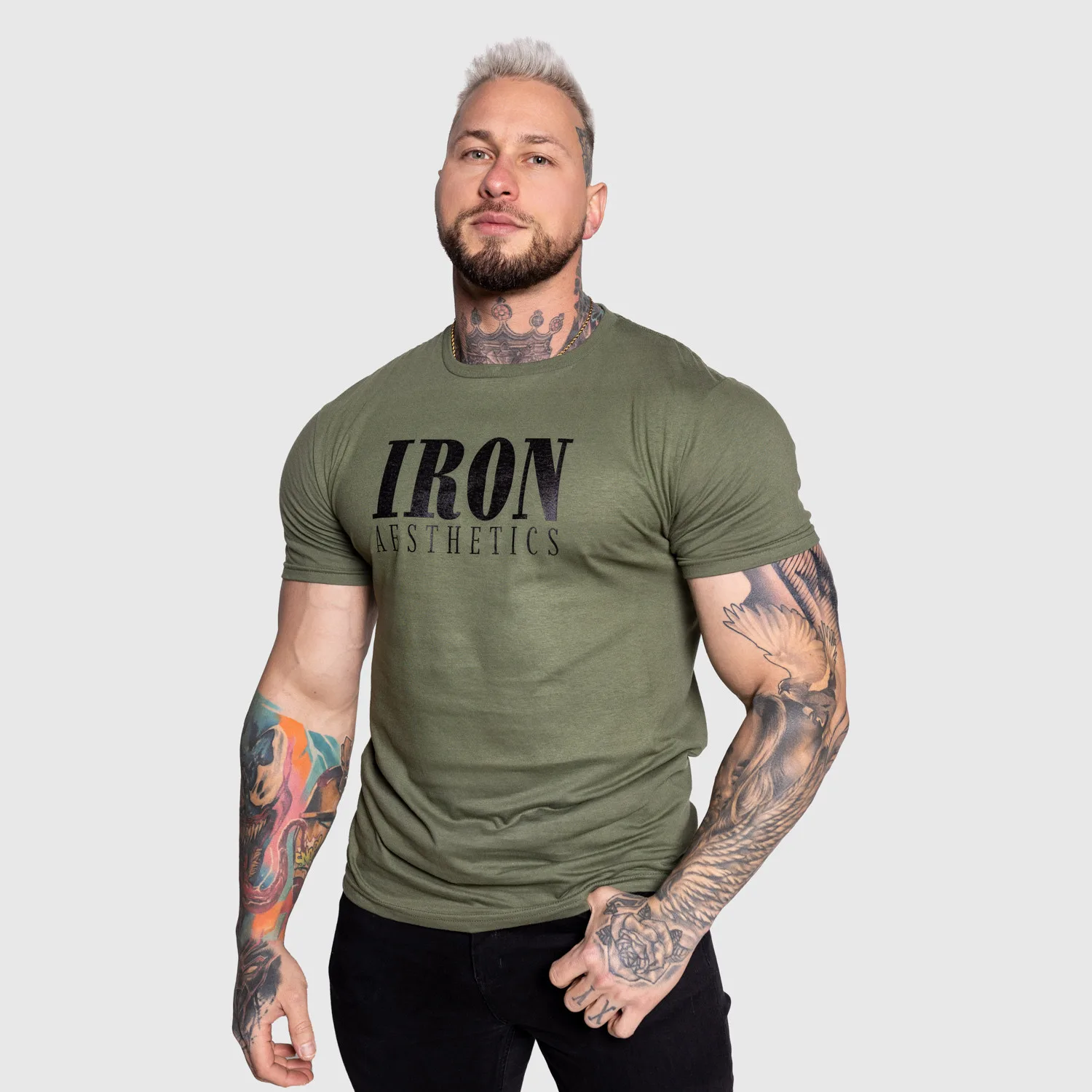 Pánské sportovní tričko Iron Aesthetics Urban, vojenská zelená-1