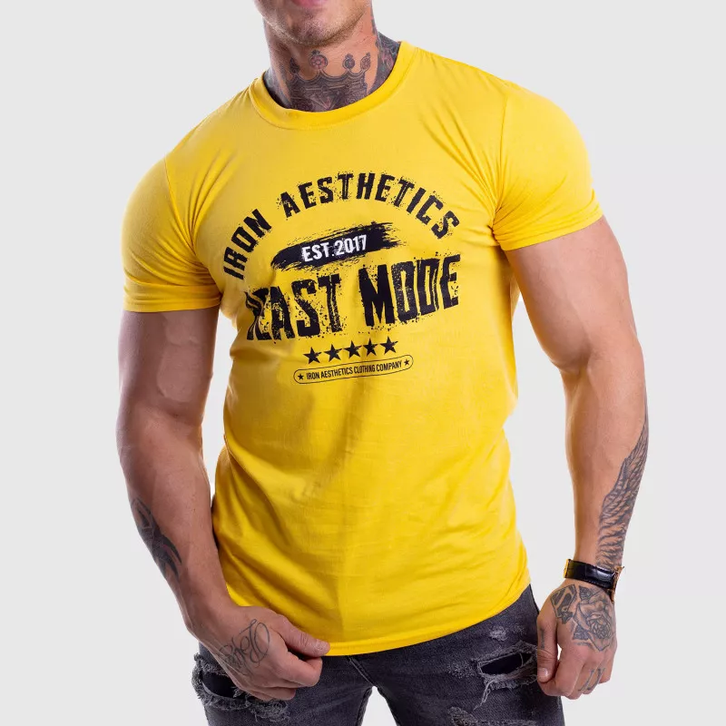 Pánské fitness tričko Iron Aesthetics Beast Mode Est. 2017, gold-1