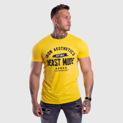 Pánské fitness tričko Iron Aesthetics Beast Mode Est. 2017, gold