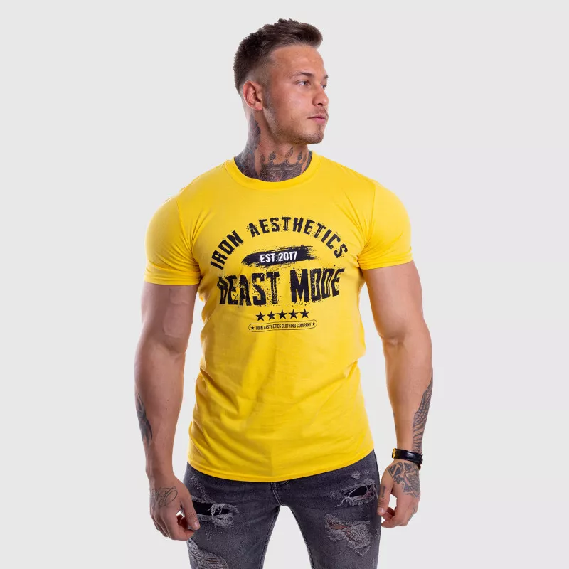 Pánské fitness tričko Iron Aesthetics Beast Mode Est. 2017, gold-2