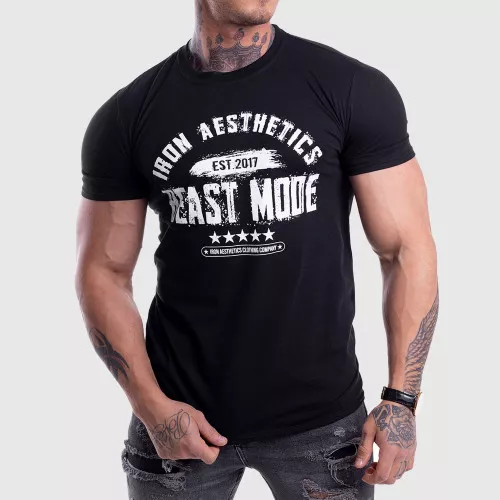 Pánské fitness tričko Iron Aesthetics Beast Mode Est. 2017, černé