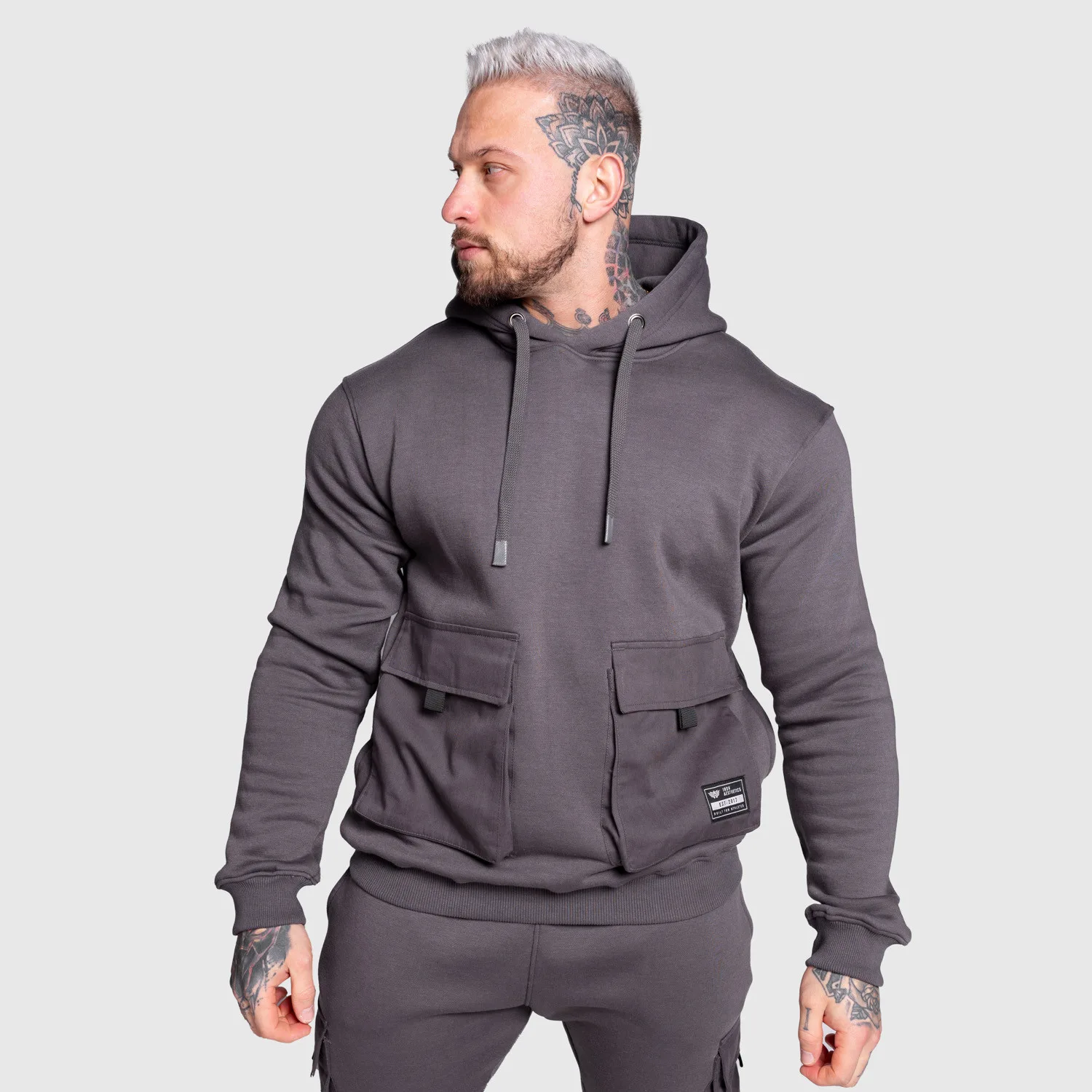 Mikina s kapucí Iron Aesthetics Cargo Hoodie, tmavě šedá-1