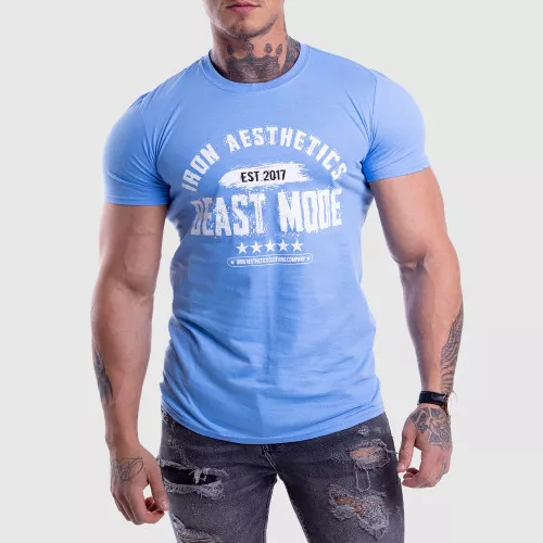 Pánské fitness tričko Iron Aesthetics Beast Mode Est. 2017, modré
