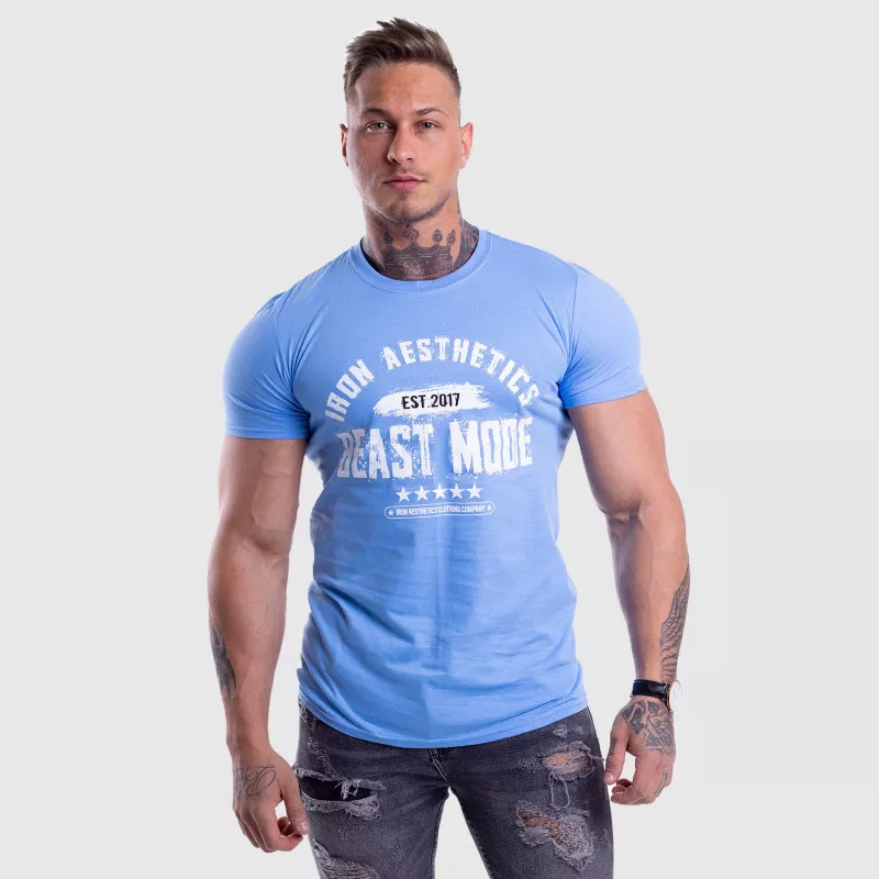 Pánské fitness tričko Iron Aesthetics Beast Mode Est. 2017, modré-4