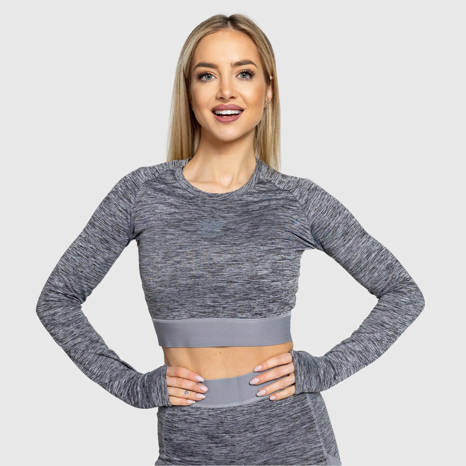 Sportovní crop top Iron Aesthetics Grande, šedý-1