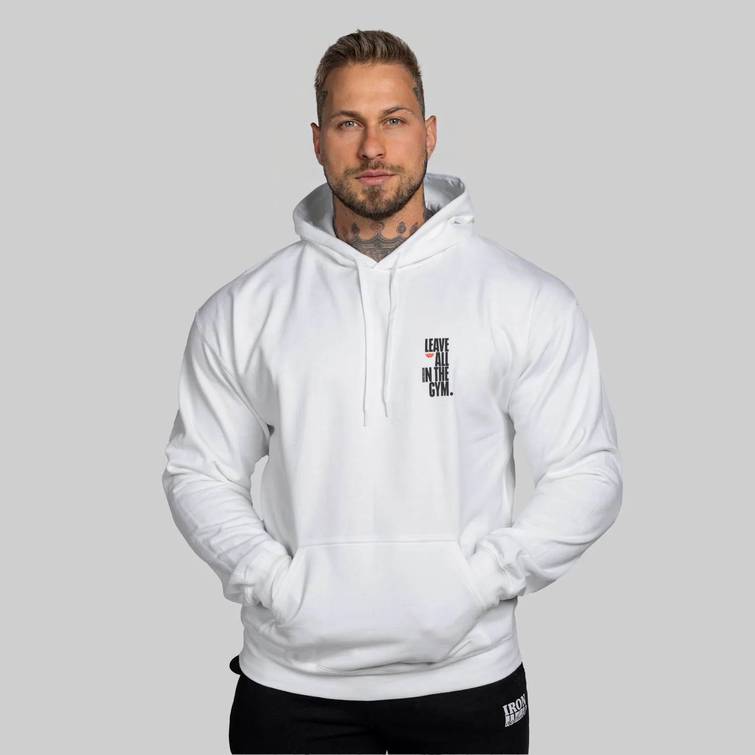 Pánská fitness mikina Iron Aesthetics Motive, bílá-1