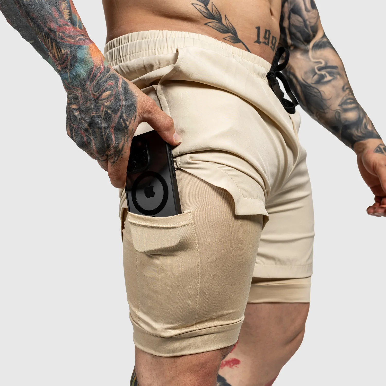 Funkční šortky Iron Aesthetics SweatPro 2in1, khaki-1