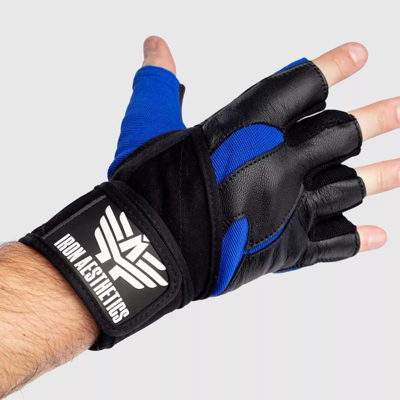 Fitness rukavice Iron Aesthetics, modré-1