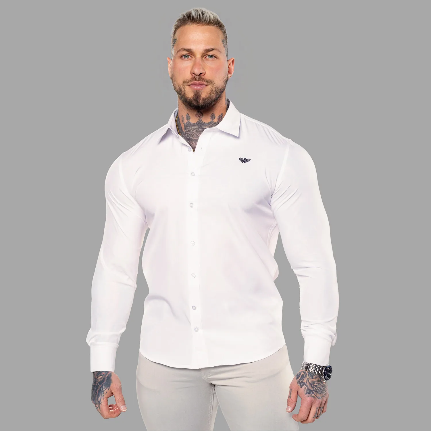 Strečová košile Iron Aesthetics Slim Stretch, natural-1