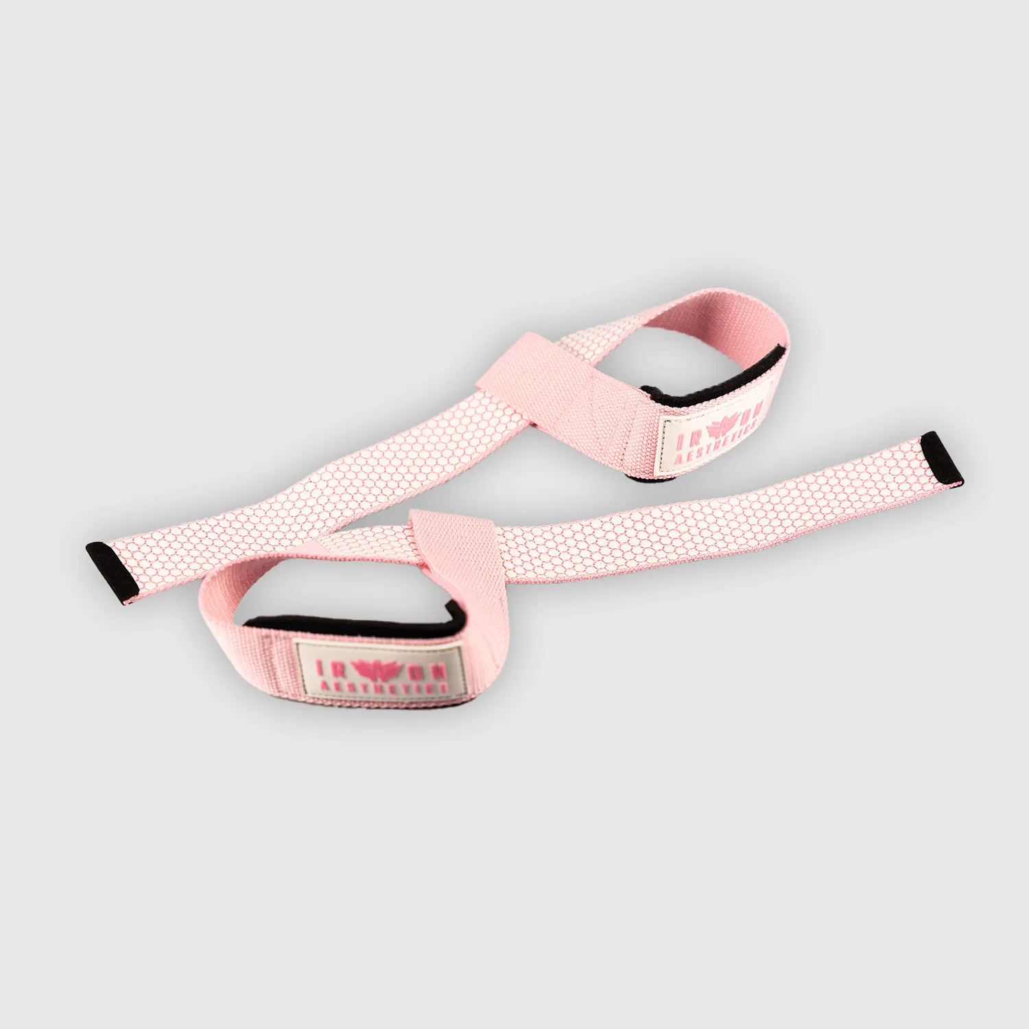 Trhačky s gripem Iron Aesthetics Grip Straps, růžové-1