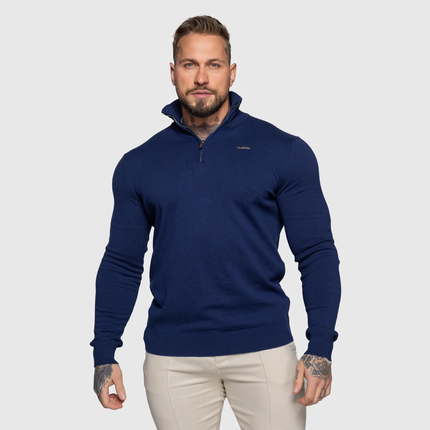 Svetr se zipem Iron Aesthetics Tomas, navy-1