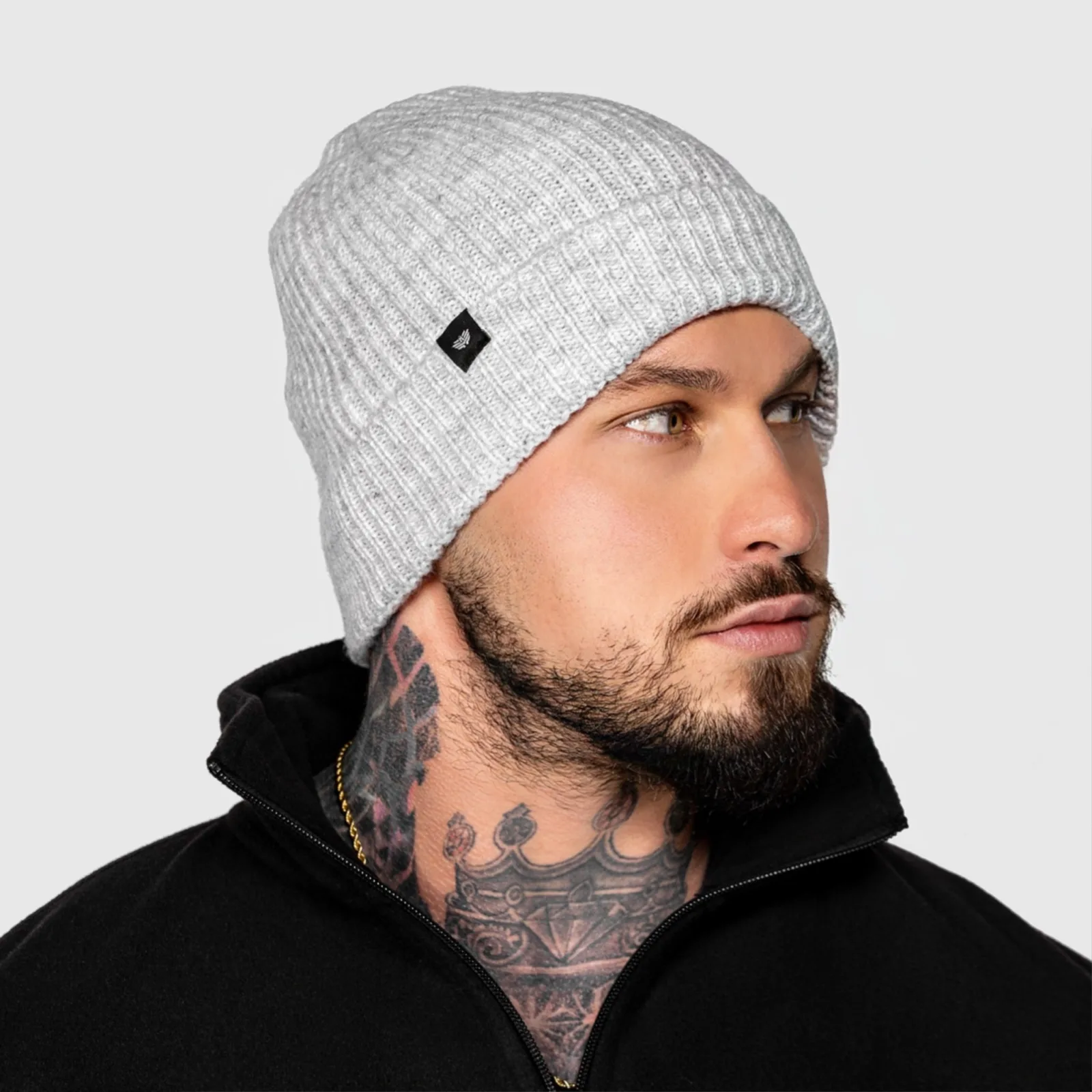 Klasická pletená čepice Iron Aesthetics Snug, šedá-1