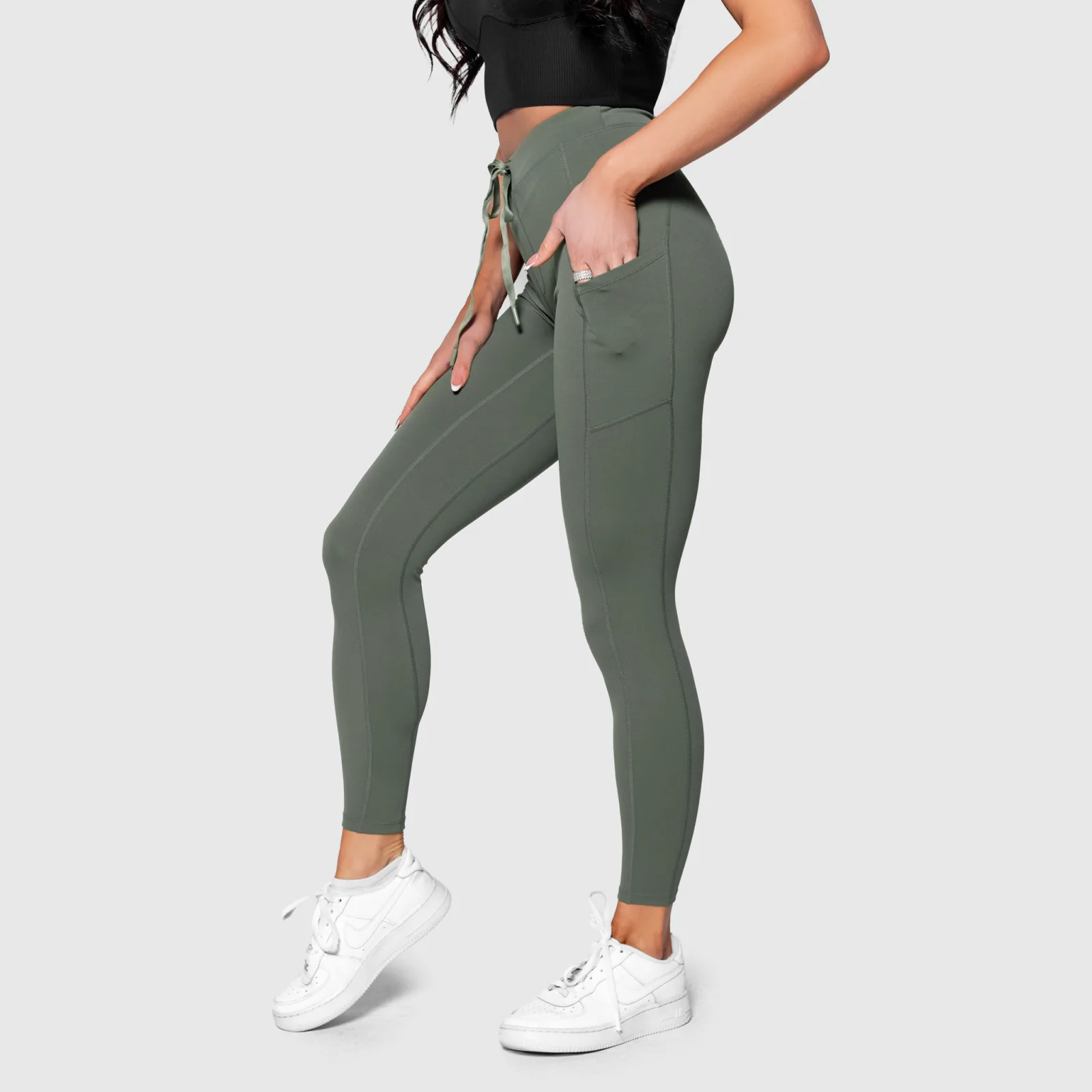Sportovní legíny s kapsami Iron Aesthetics Active, zelené-1