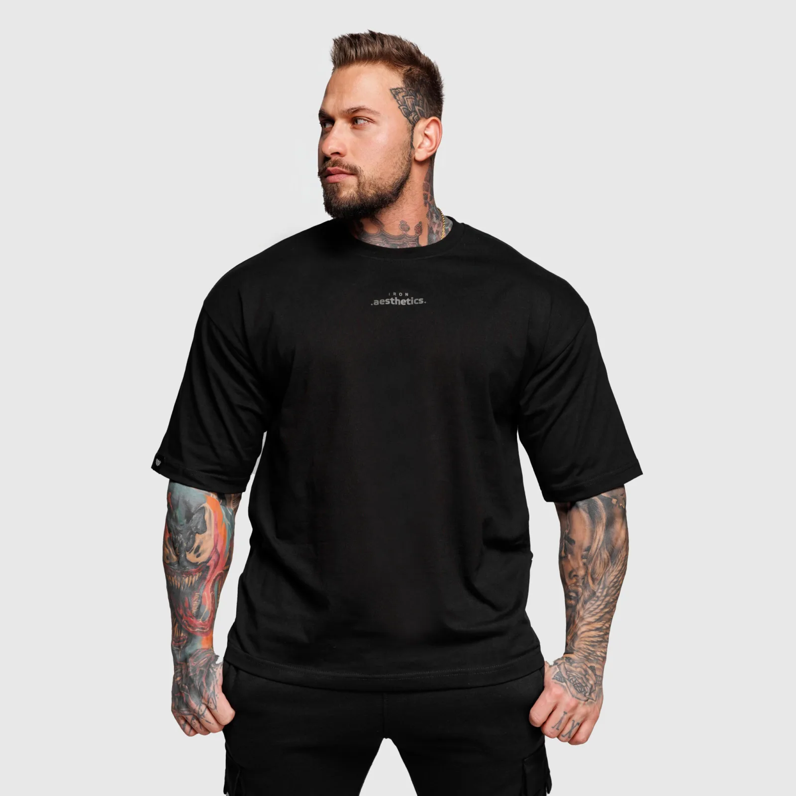 Oversize tričko Iron Aesthetics Major, černé-1