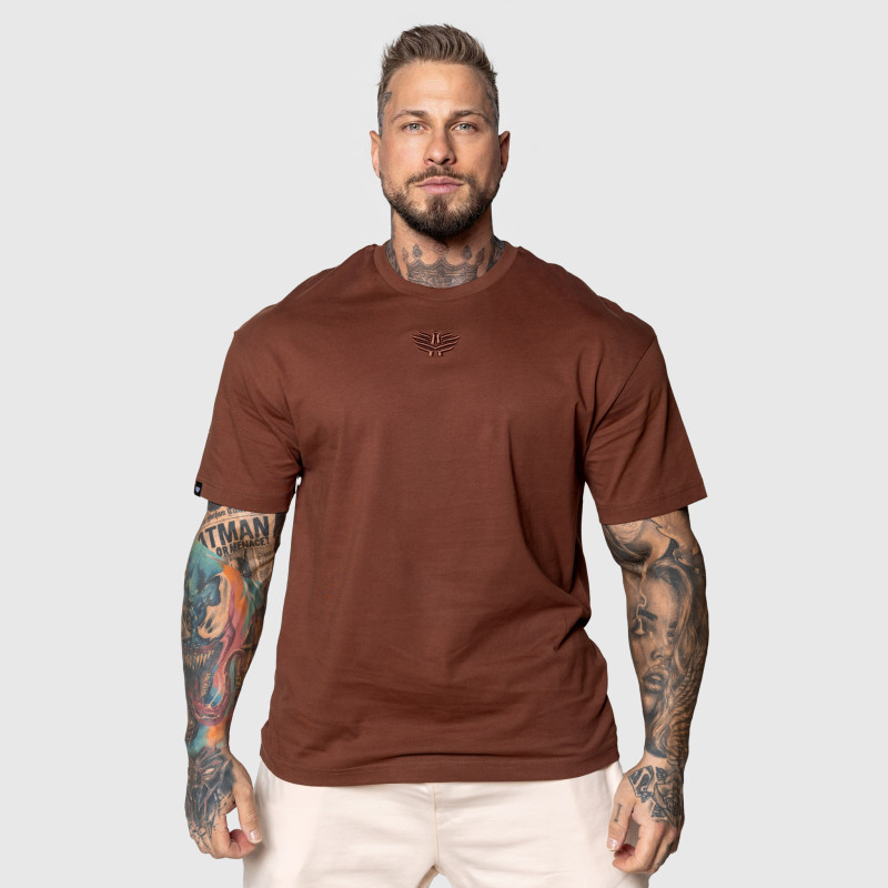 Oversized tričko Iron Aesthetics Tride, hnedé