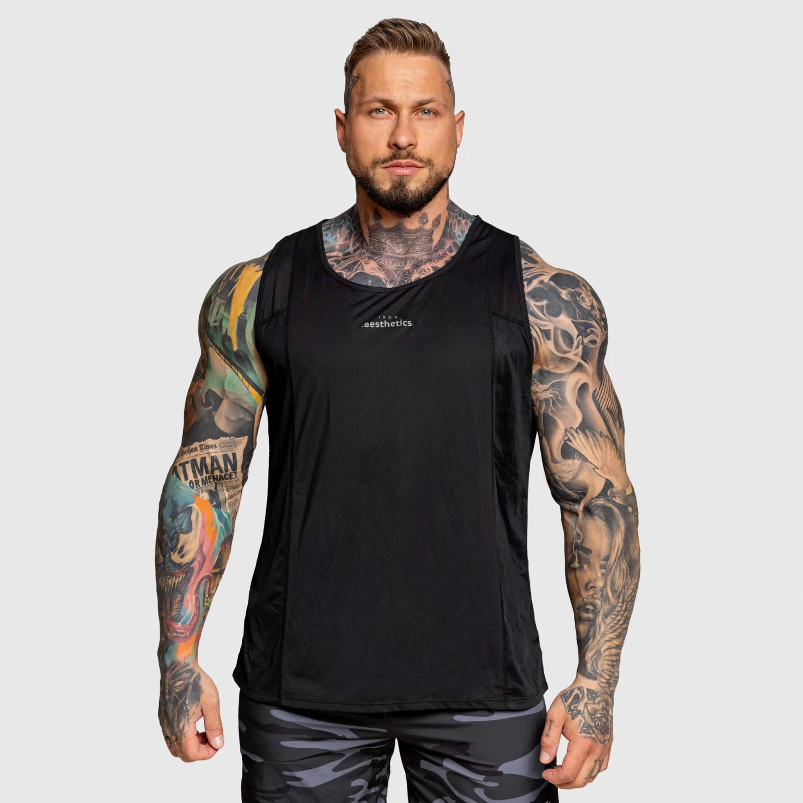 Pánské funkční tílko Iron Aesthetics Camo Mesh, černé-1