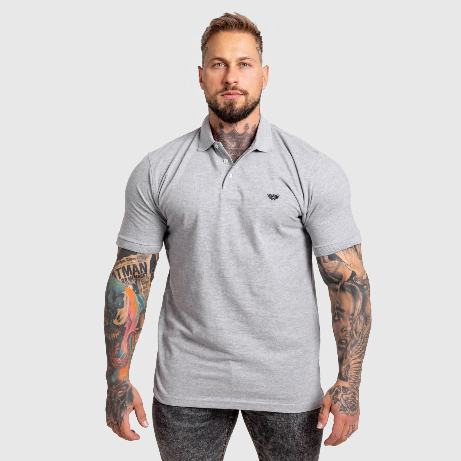 Pánské polo tričko Iron Aesthetics Pique, šedé-1