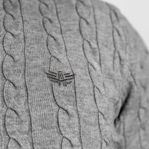 Pánský svetr Cable Knit, šedý