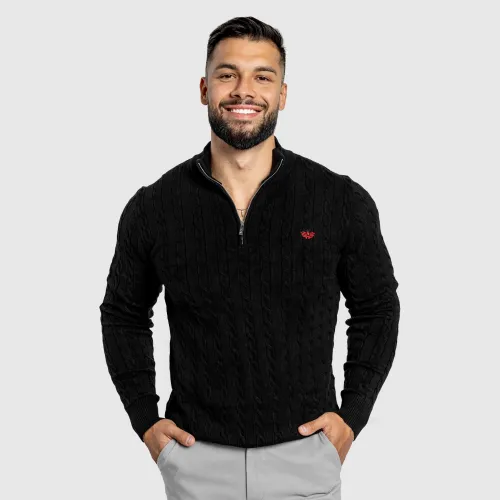 Pánský svetr Cable Knit, černý