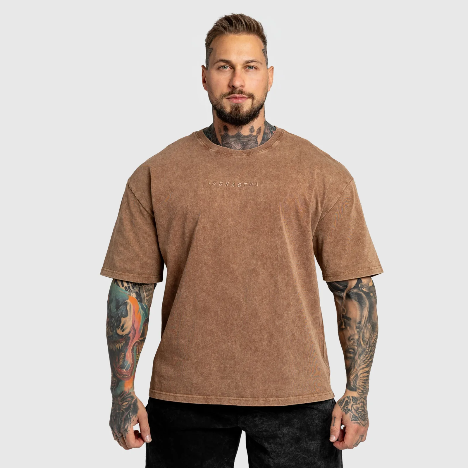 Oversized tričko Iron Aesthetics Heritage, washed brown-1