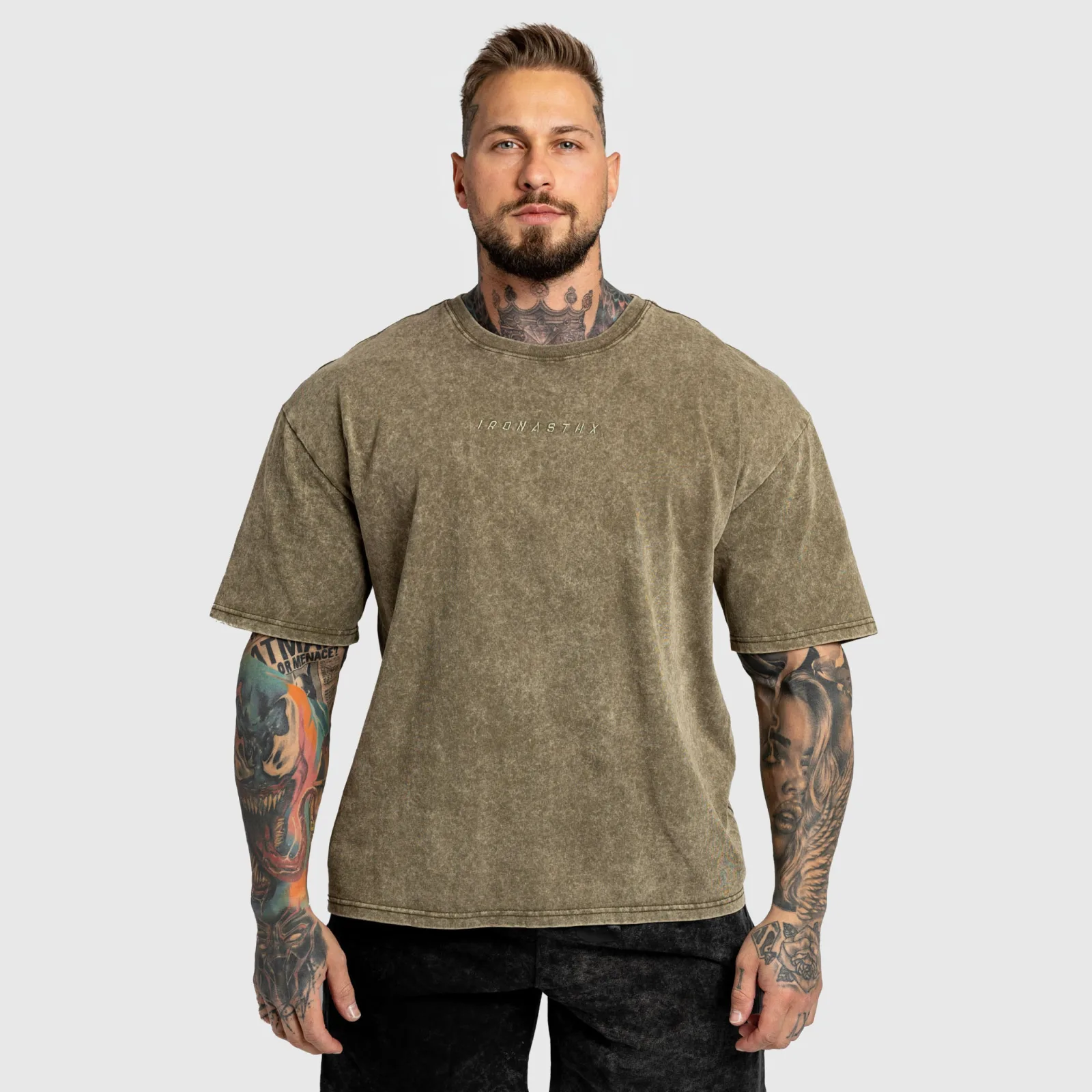 Oversized tričko Iron Aesthetics Heritage, washed green-1