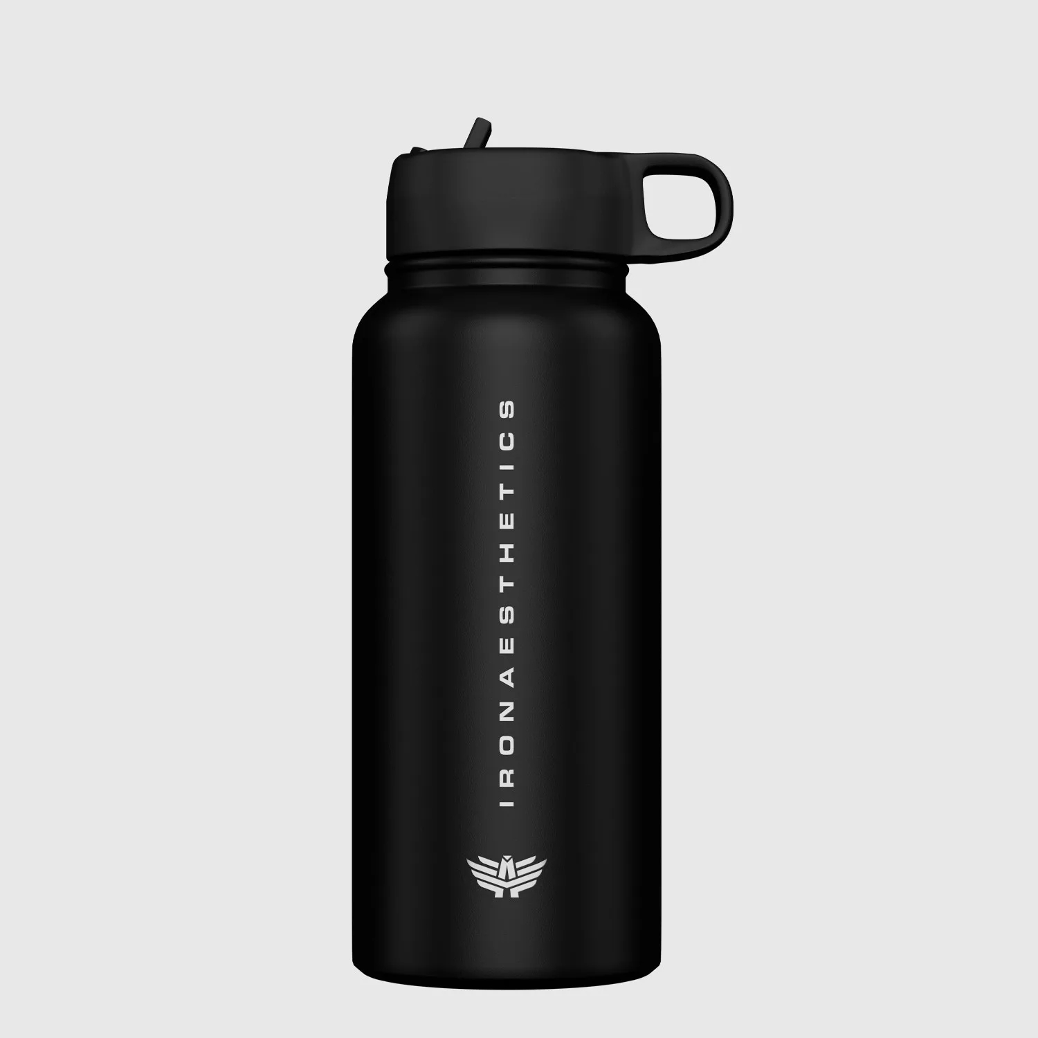 Nerezová láhev s brčkem Iron Aesthetics Flip Sip 500 ml, černá-1