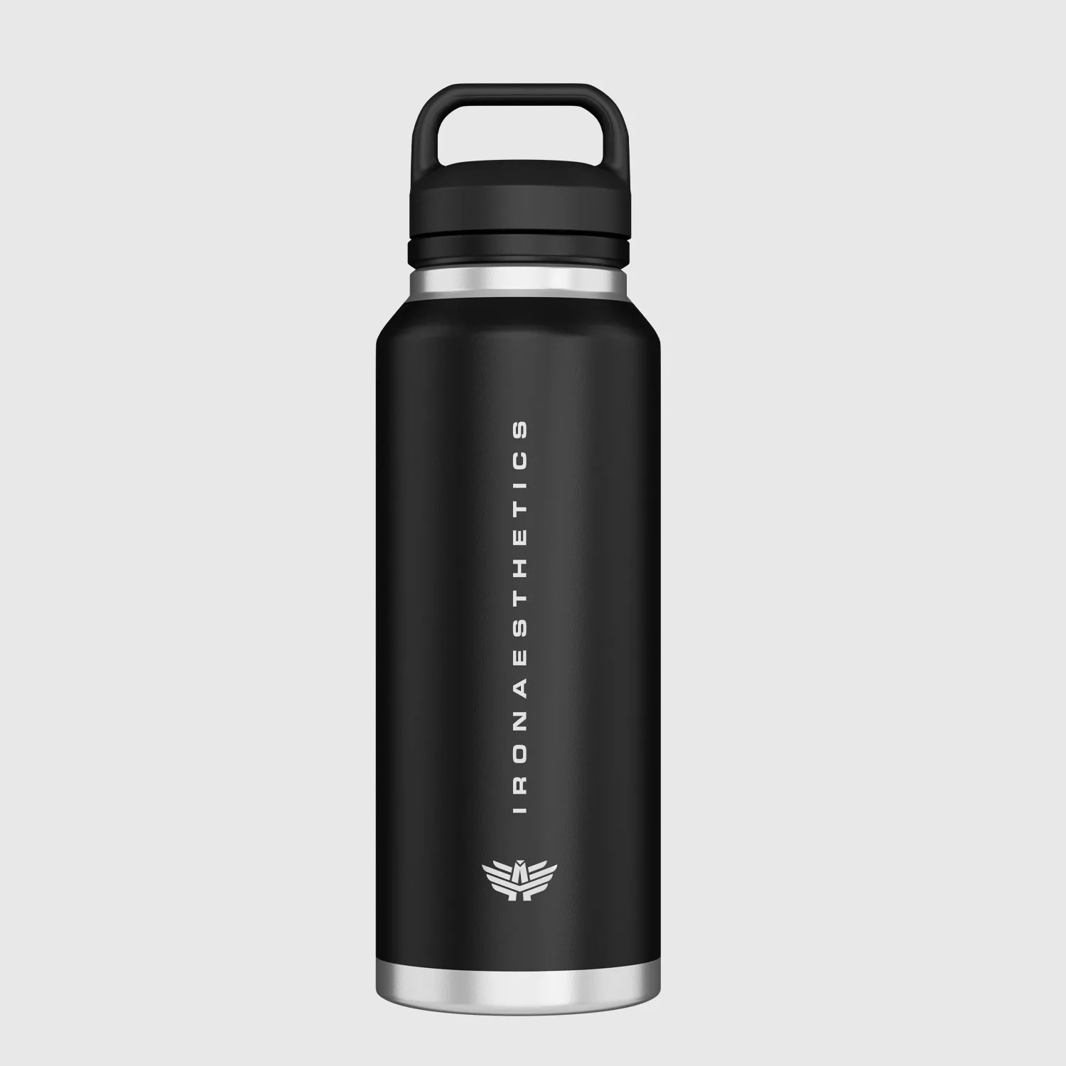 Nerezová láhev Iron Aesthetics TwinCap 800 ml, černá-1