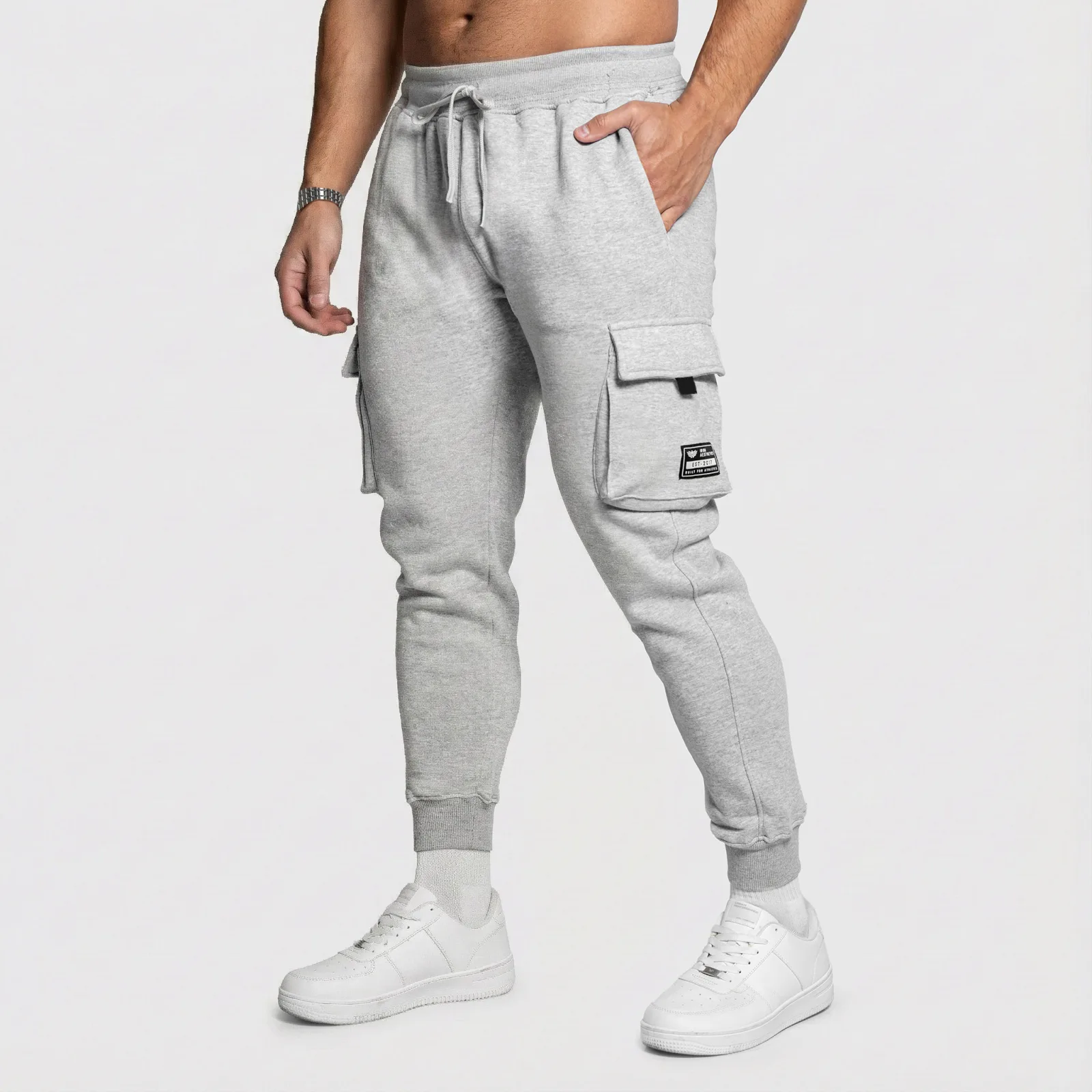 Pánské tepláky Iron Aesthetics Cargo Joggers, šedé-1