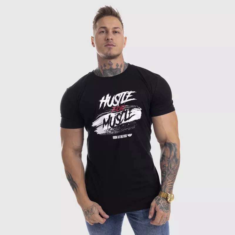 Pánské fitness tričko Iron Aesthetics HUSTLE FOR MUSCLE, černé-7
