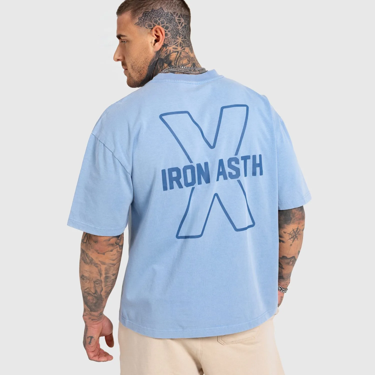Pánské tričko Iron Aesthetics X Washed, modré-1