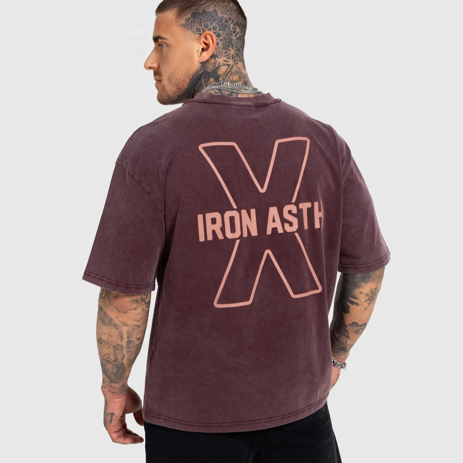 Pánské tričko Iron Aesthetics X Washed, burgundy-1