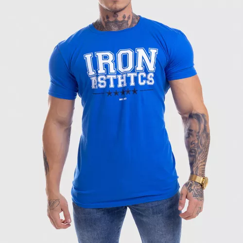 Pánské fitness tričko Iron Aesthetics VARSITY, modré