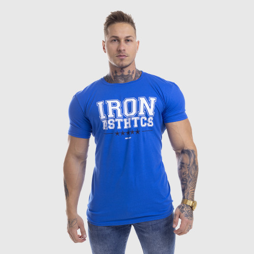 Pánské fitness tričko Iron Aesthetics VARSITY, modré