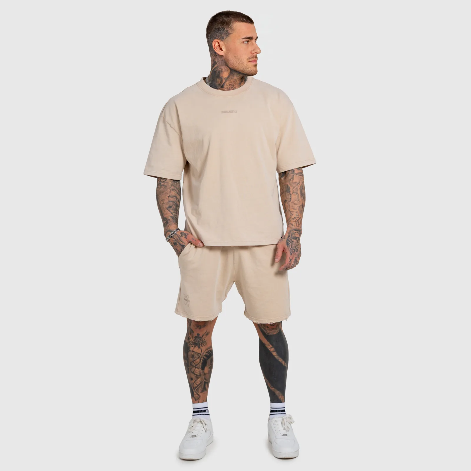 Pánská souprava Iron Aesthetics X Washed, béžová-1