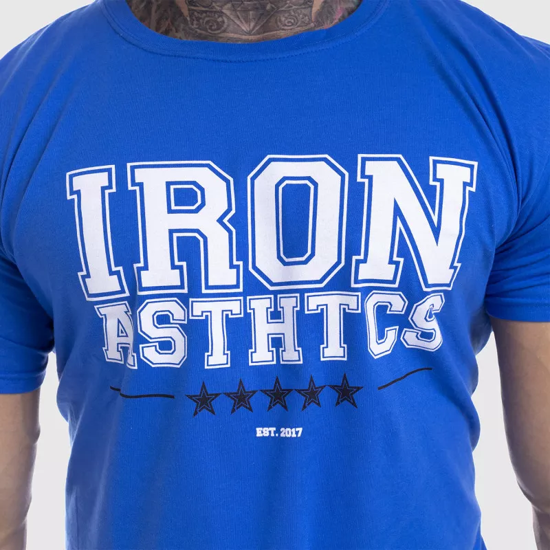 Pánské fitness tričko Iron Aesthetics VARSITY, modré-3