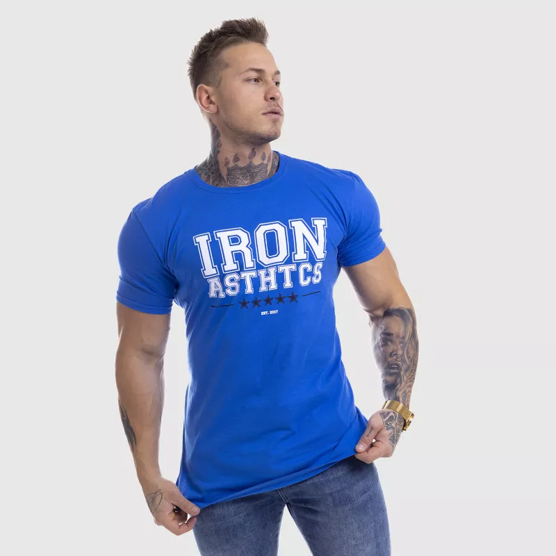 Pánské fitness tričko Iron Aesthetics VARSITY, modré-4