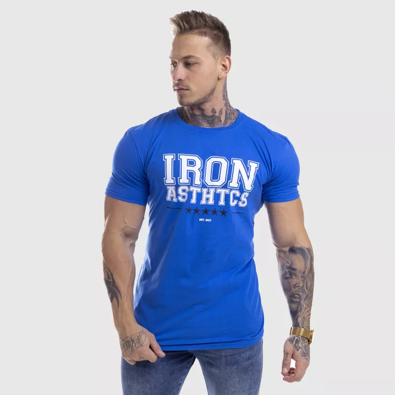 Pánské fitness tričko Iron Aesthetics VARSITY, modré-5