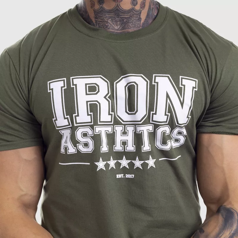 Pánske fitness tričko Iron Aesthetics VARSITY, zelené-2