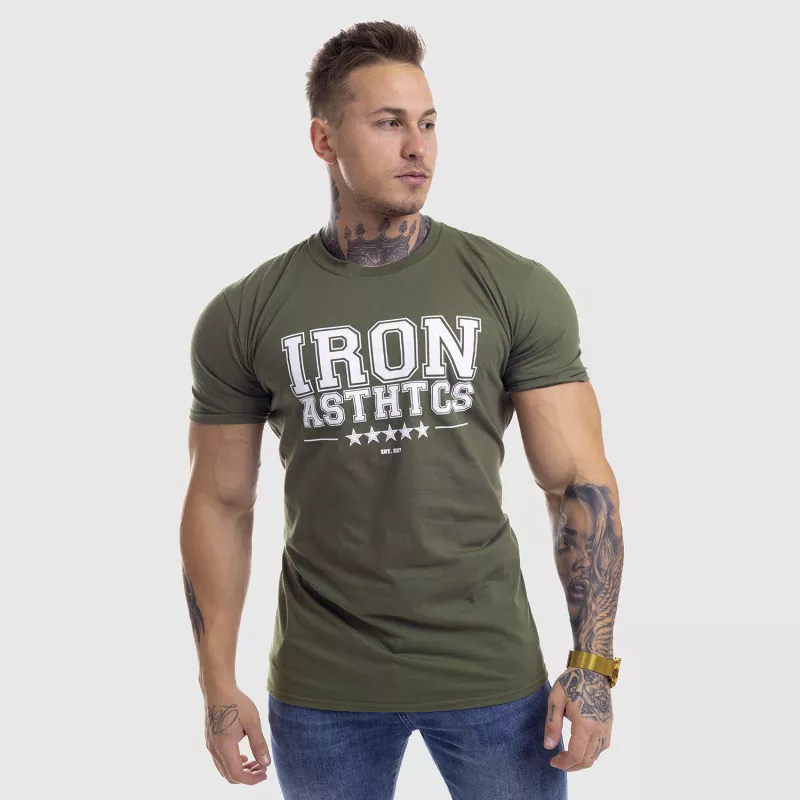 Pánske fitness tričko Iron Aesthetics VARSITY, zelené-4