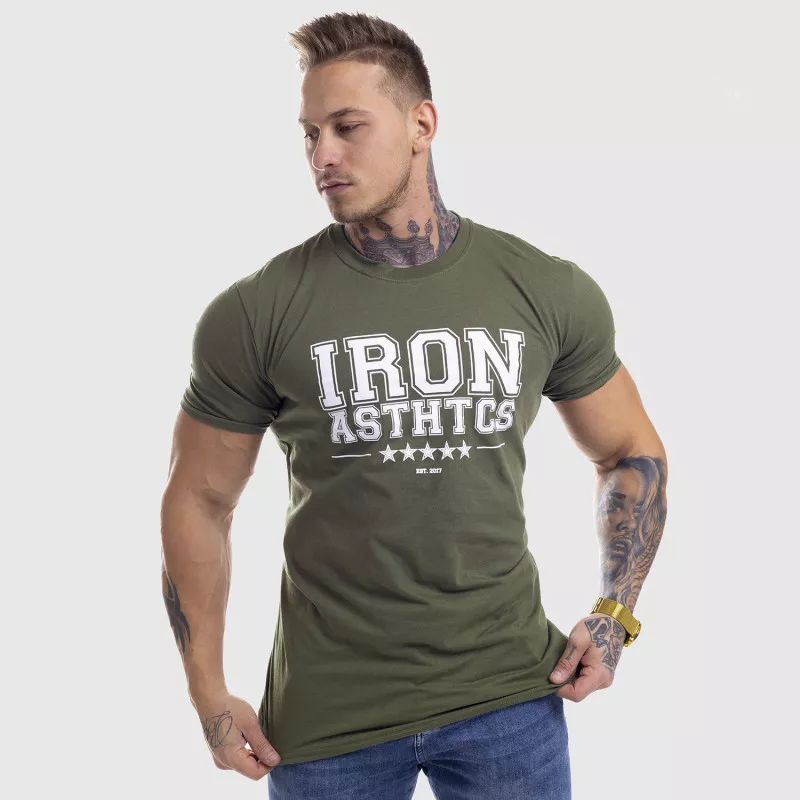 Pánske fitness tričko Iron Aesthetics VARSITY, zelené-7