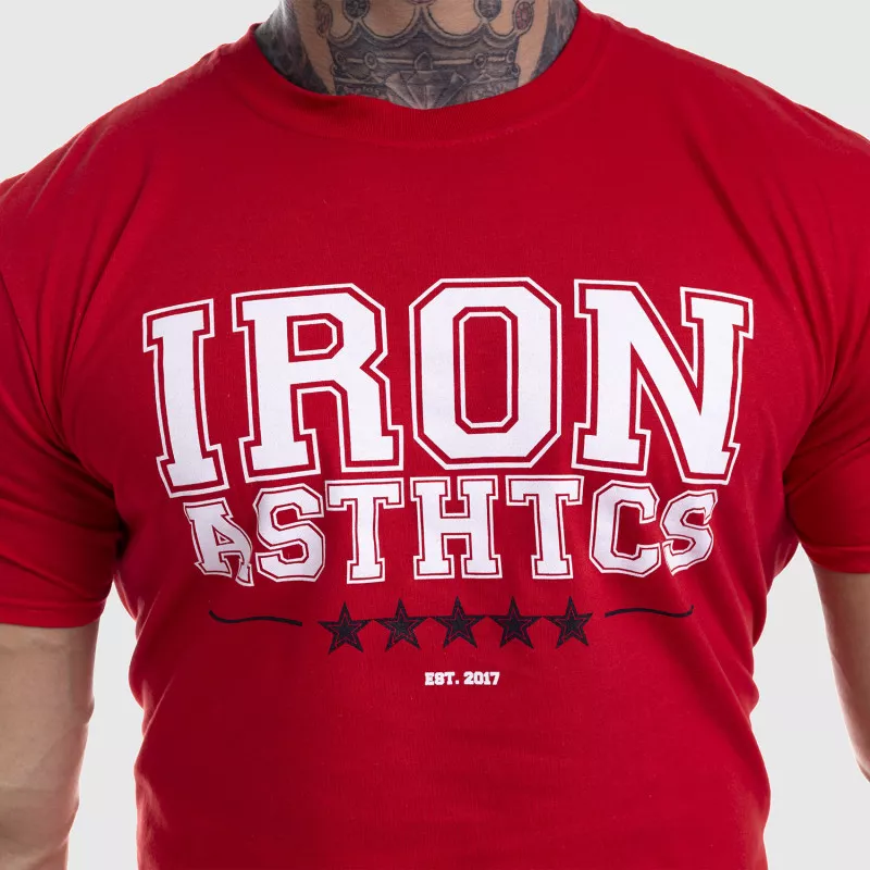 Pánské fitness tričko Iron Aesthetics VARSITY, červené-3