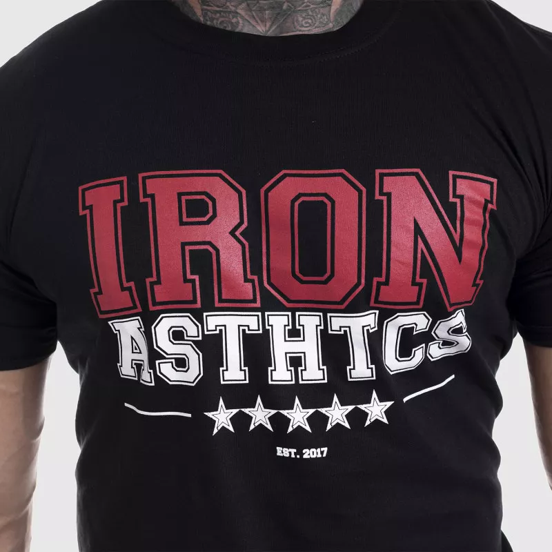 Pánské fitness tričko Iron Aesthetics VARSITY, černé-3
