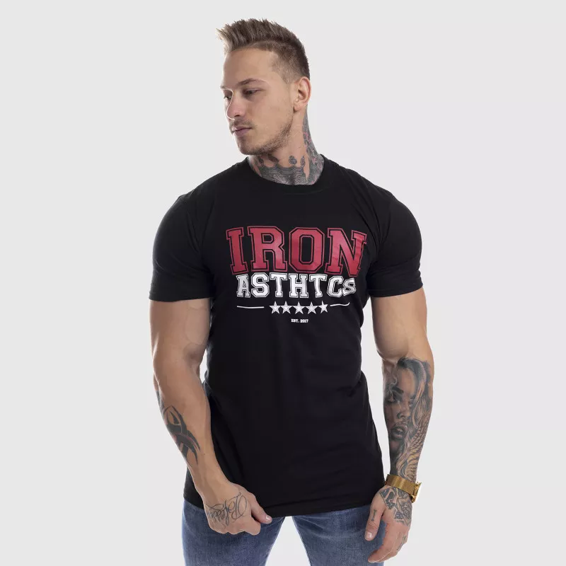 Pánské fitness tričko Iron Aesthetics VARSITY, černé-5