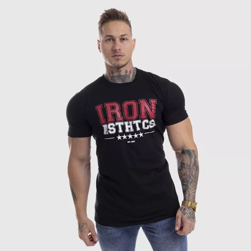 Pánské fitness tričko Iron Aesthetics VARSITY, černé-6