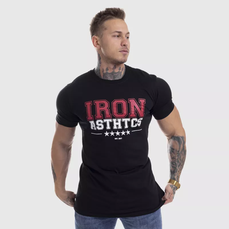 Pánské fitness tričko Iron Aesthetics VARSITY, černé-7